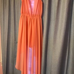 Coral asymmetrical dress!